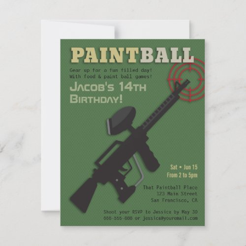 Target Paintball Birthday Party Invitations