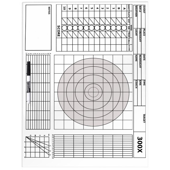 Target Rifle Scorecard Dry-Erase Board (Front)
