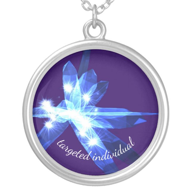 Targeted Individual Blue Indigo Crystal Silver Plated Necklace (Front)