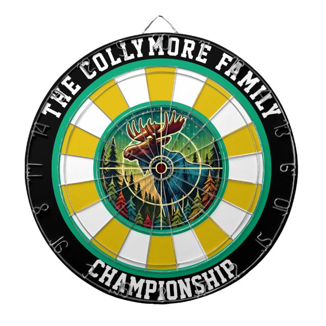 Targeted Moose in Forest Design Dart Board (Front)