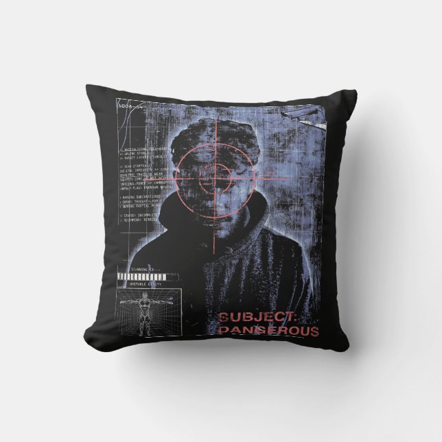 Targeted - Techno-Brutalist Streetwear Design Throw Pillow (Front)