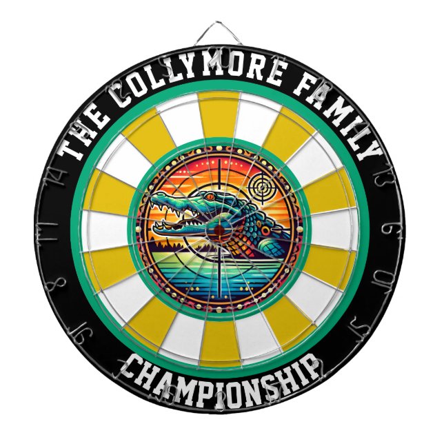 Targeting Crocodile in Lake Art Dart Board (Front)