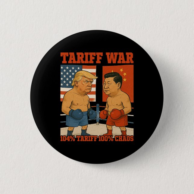Tariff War Funny Trump Vs Xi Jinping Boxing Match  Button (Front)