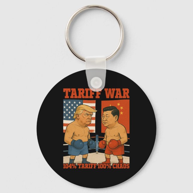 Tariff War Funny Trump Vs Xi Jinping Boxing Match  Keychain (Front)