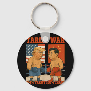 Tariff War Funny Trump Vs Xi Jinping Boxing Match Keychain