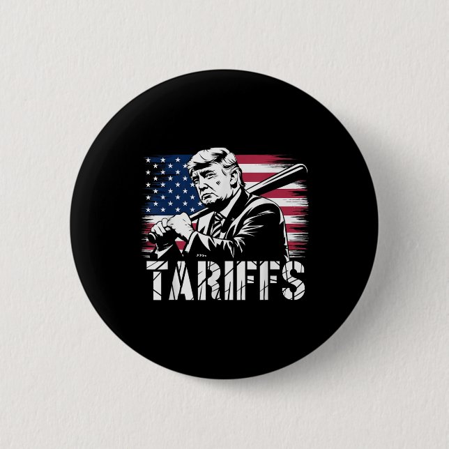 Tariffs Trump Usa Flag Trade Power Funny Tess  Button (Front)