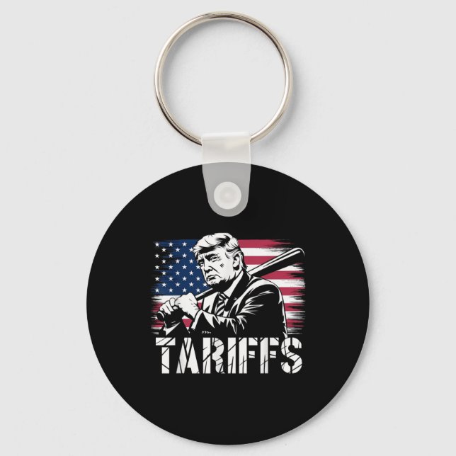 Tariffs Trump Usa Flag Trade Power Funny Tess  Keychain (Front)