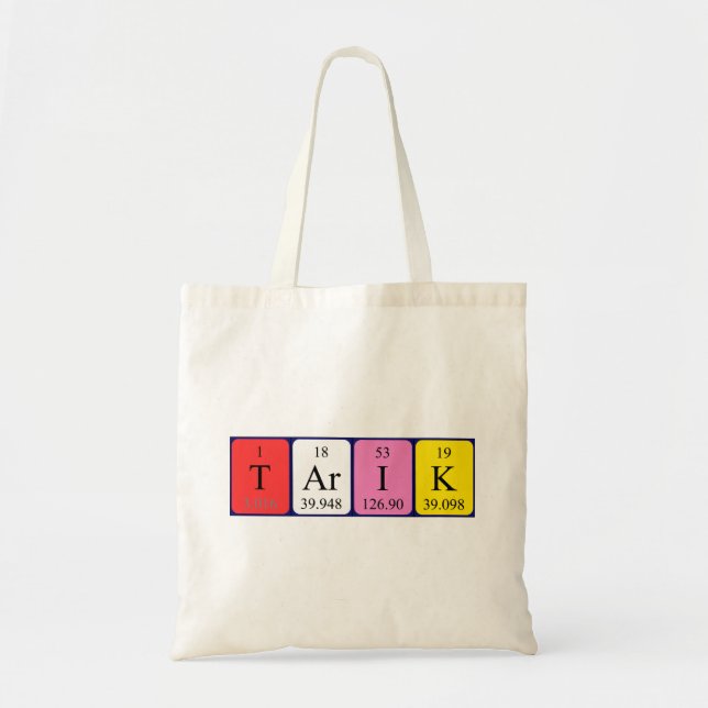 Tarik periodic table name tote bag (Front)