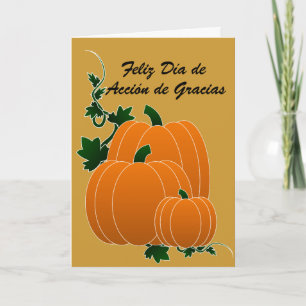 Tarjeta de Accion de Gracias con Calabazas Letterpress Thank You Card