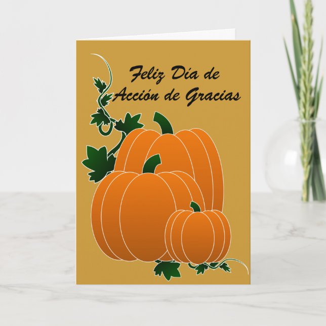 Tarjeta de Accion de Gracias con Calabazas Thank You Card (Front)