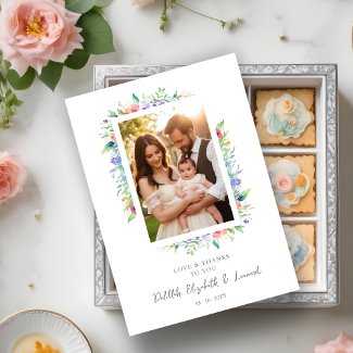 Cherish Cute Floral Frame Christening Photo