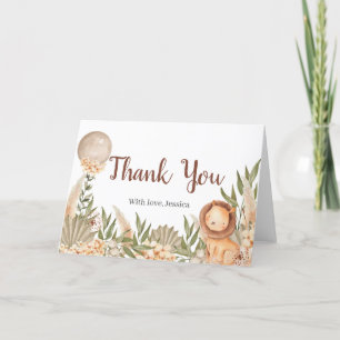 Tarjeta De Agradecimiento Lion Boho pampas Grass t Letterpress Thank You Card