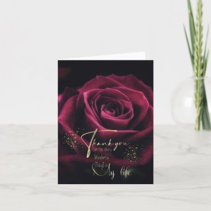 Tarjeta de agradecimiento plegada con rosa thank you card