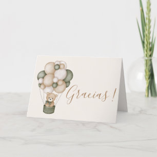Tarjeta De Agradecimiento Teddy Bear Spanish Baby Letterpress Thank You Card