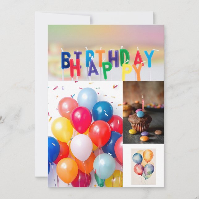 Tarjeta de cumpleaños dulce y divertida – Happy Bi Invitation (Front)