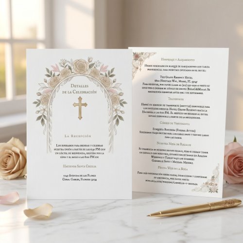 Tarjeta de Detalles de Boda Catolica  Enclosure Card