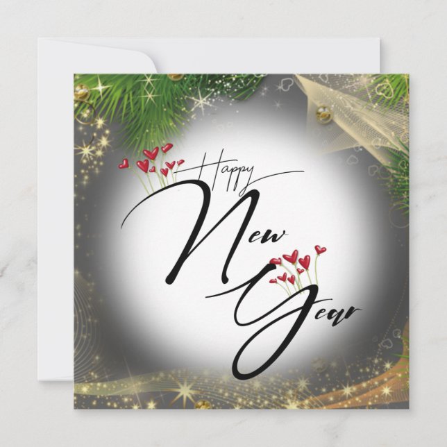 Tarjeta de felicitación plana con corazones card (Front)