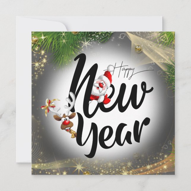 Tarjeta de felicitación plana para año nuevo card (Front)