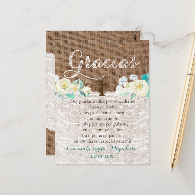 Tarjetas De Agradecimiento De Bautismo Español Niños Niñas, Plantilla Editable Bautismo - Tarjetas De Agradecimiento Bautizo Bautismo Espanol - España
