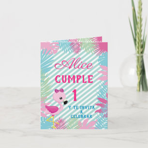 Tarjeta de Invitación Plegable Flamenco Rosa Baby Invitation