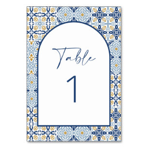 Tarjeta De Mesa Azulejos amarillos y azules de Amalfi
