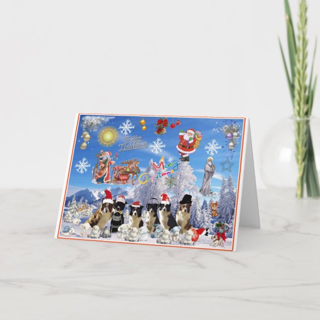 Tarjeta de navidad Border Collie Holiday Card (Front)
