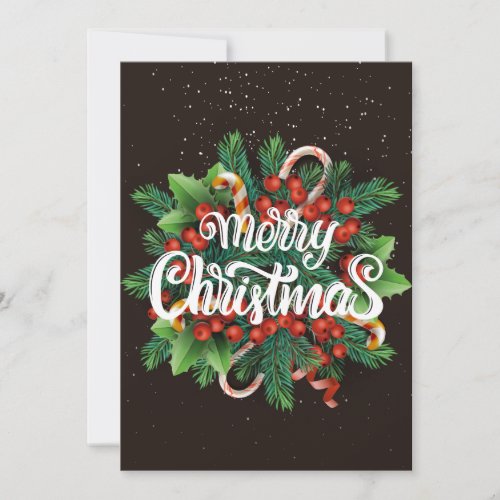Tarjeta de navidad con adorno en fondo negro holiday card