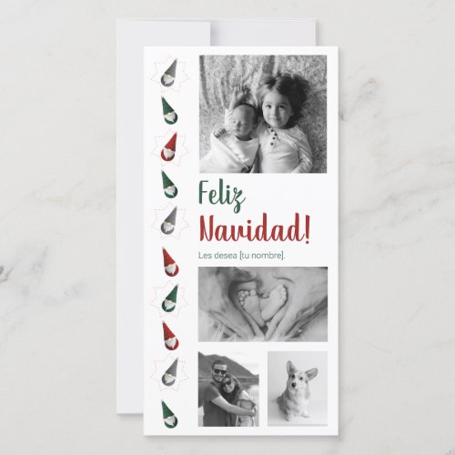 Tarjeta de navidad personalizable con papas noel