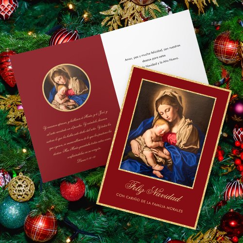 Tarjeta de Navidad Virgen Mara y Jess Christmas Holiday Card