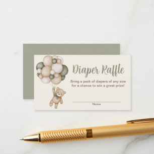 Tarjeta De Recepción Teddy Bear Boy Raffle Diaper Enclosure Card