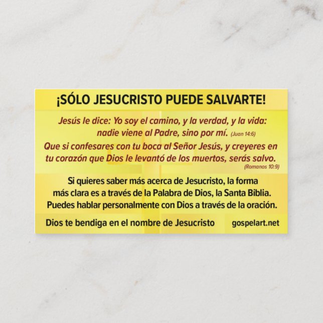 Tarjeta del Evangelio - Español RVR 1909 Business Card (Back)