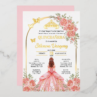 Tarjeta para Quinceañera Invitacion de quinceanera Foil Invitation