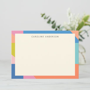 Tarjeta Pequeña Frontera geométrica colorida nombre personalizado