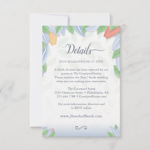 Tarjeta Pequea Wedding Details _ Vectorial Tulip Note Card