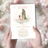 Personalizada de Bautizo para Niña con Flores Rosa Invitation
