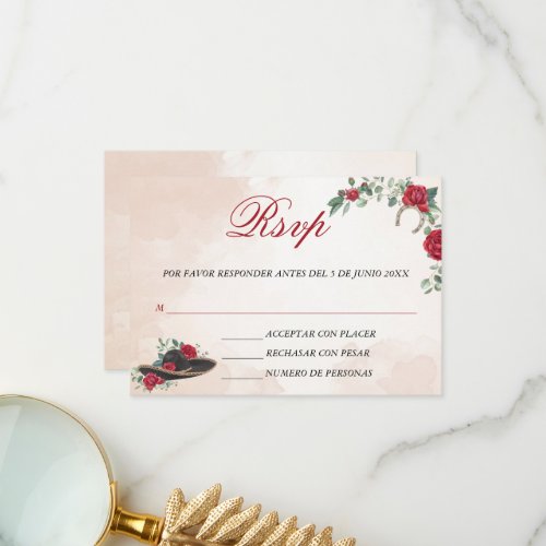 Tarjeta RSVP  Mariachi Charra Watercolor card