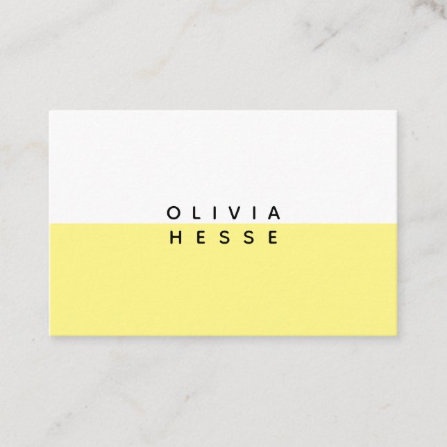 Tarjeta visita Minimal Yellow White Business Card (Front)