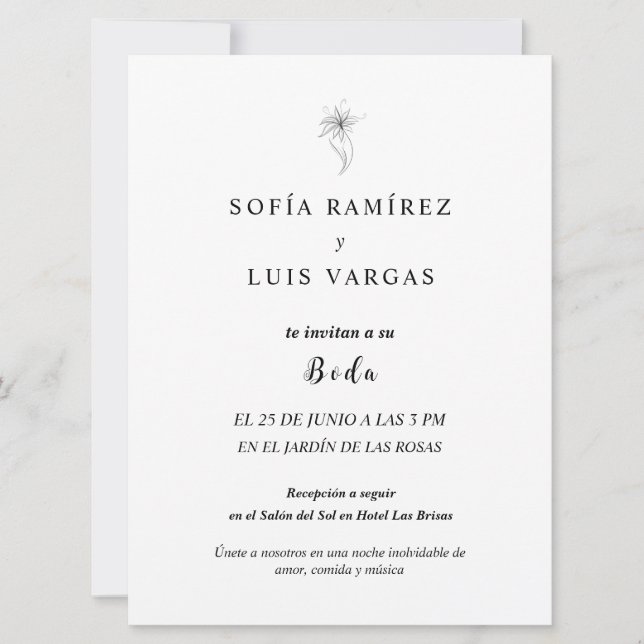 tarjetas de boda en espanol invitation (Front)