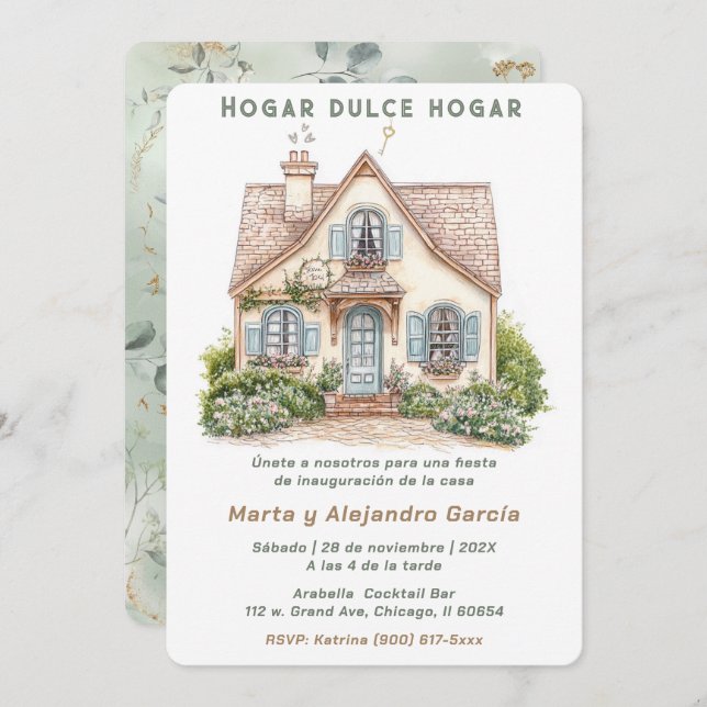 Tarjetas De Invitación Para Inauguración Casa Invitation (Front/Back)