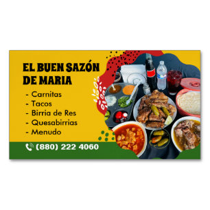 Tarjetas para Venta de Comida Mexican Food Business Card Magnet
