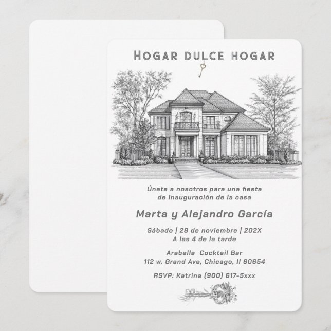 Tarjetas Personalizadas Para Apertura De Casa Invitation (Front/Back)
