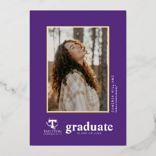 Tarleton State University Logo   Purple T Texas Foil Invitation