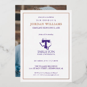 Tarleton State University Logo   Purple T Texas Foil Invitation