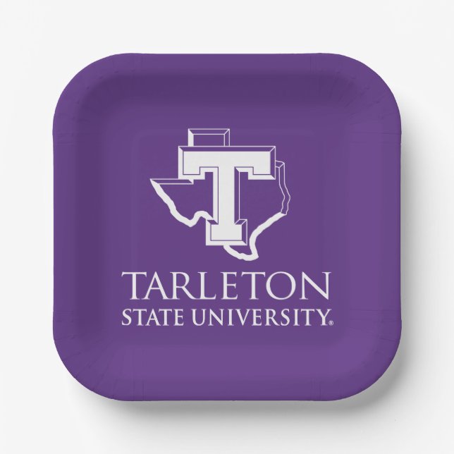 Tarleton State University Logo | Purple T Texas Paper Plates (Front)