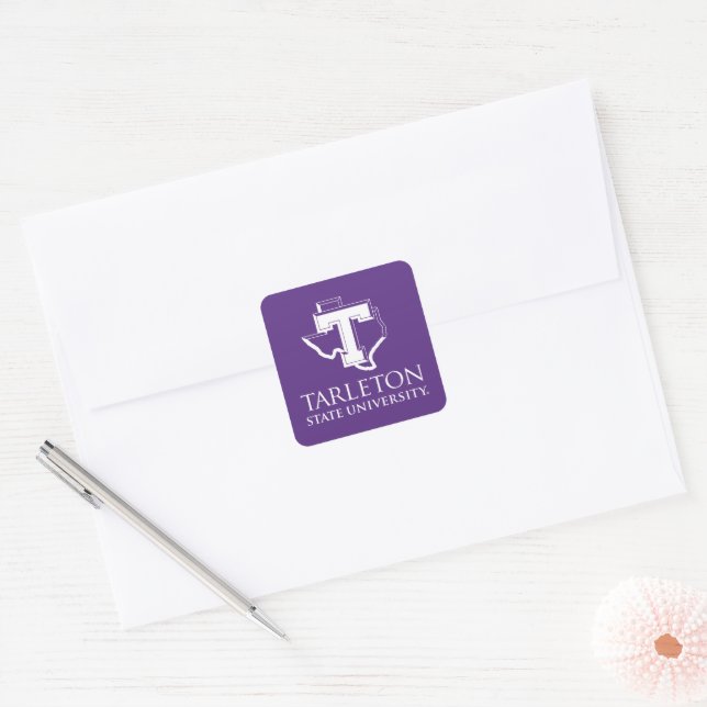 Tarleton State University Logo | Purple T Texas Square Sticker (Envelope)