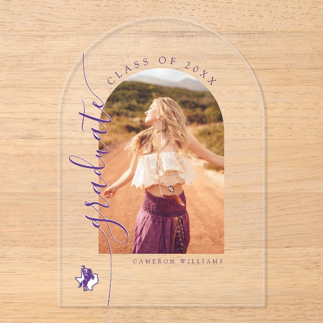 Tarleton State University Texan Rider | Texas Map Acrylic Invitations (Front)