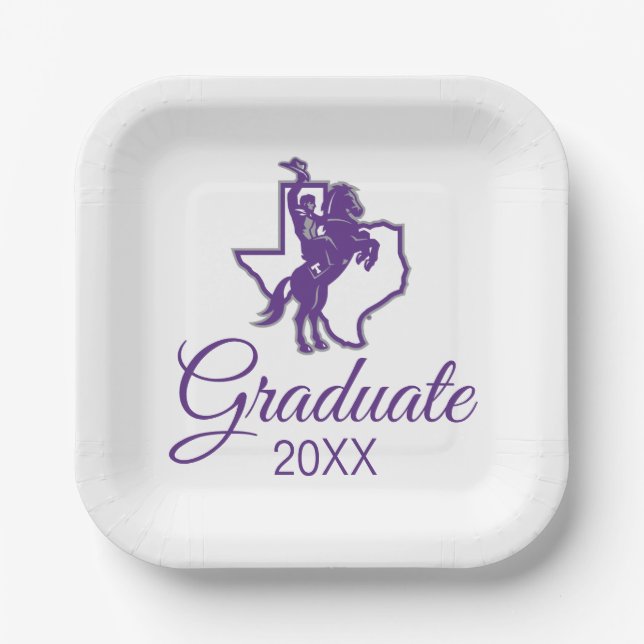 Tarleton State University Texan Rider | Texas Map Paper Plates (Front)