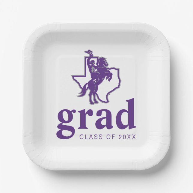 Tarleton State University Texan Rider | Texas Map Paper Plates (Front)