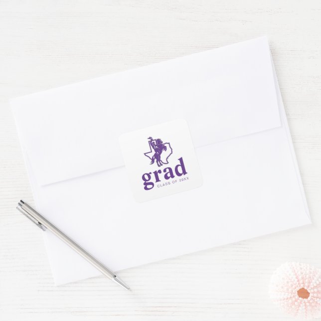 Tarleton State University Texan Rider | Texas Map Square Sticker (Envelope)