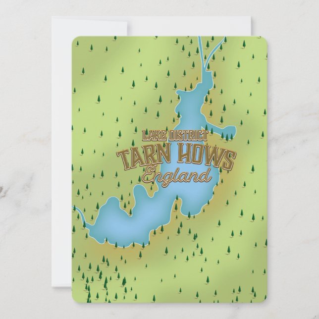 Tarn Hows, lake district, travel map. (Front)